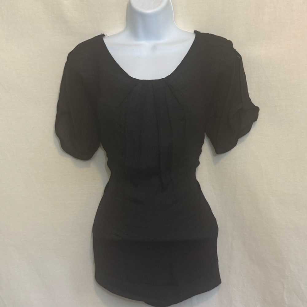 I-15 Omonsim‎ Black Lace Back Short Sleeve Pullover Blouse Size S